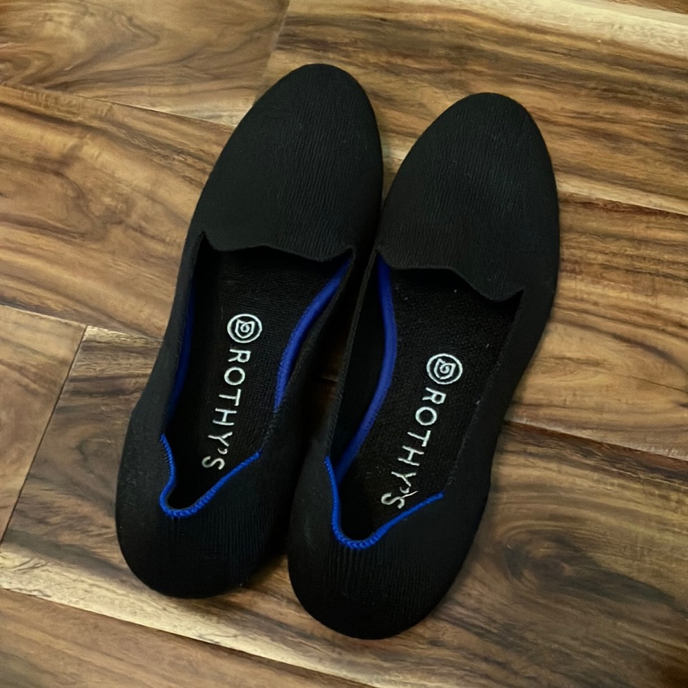 Rothy’s black slide on shoes. Barely used.